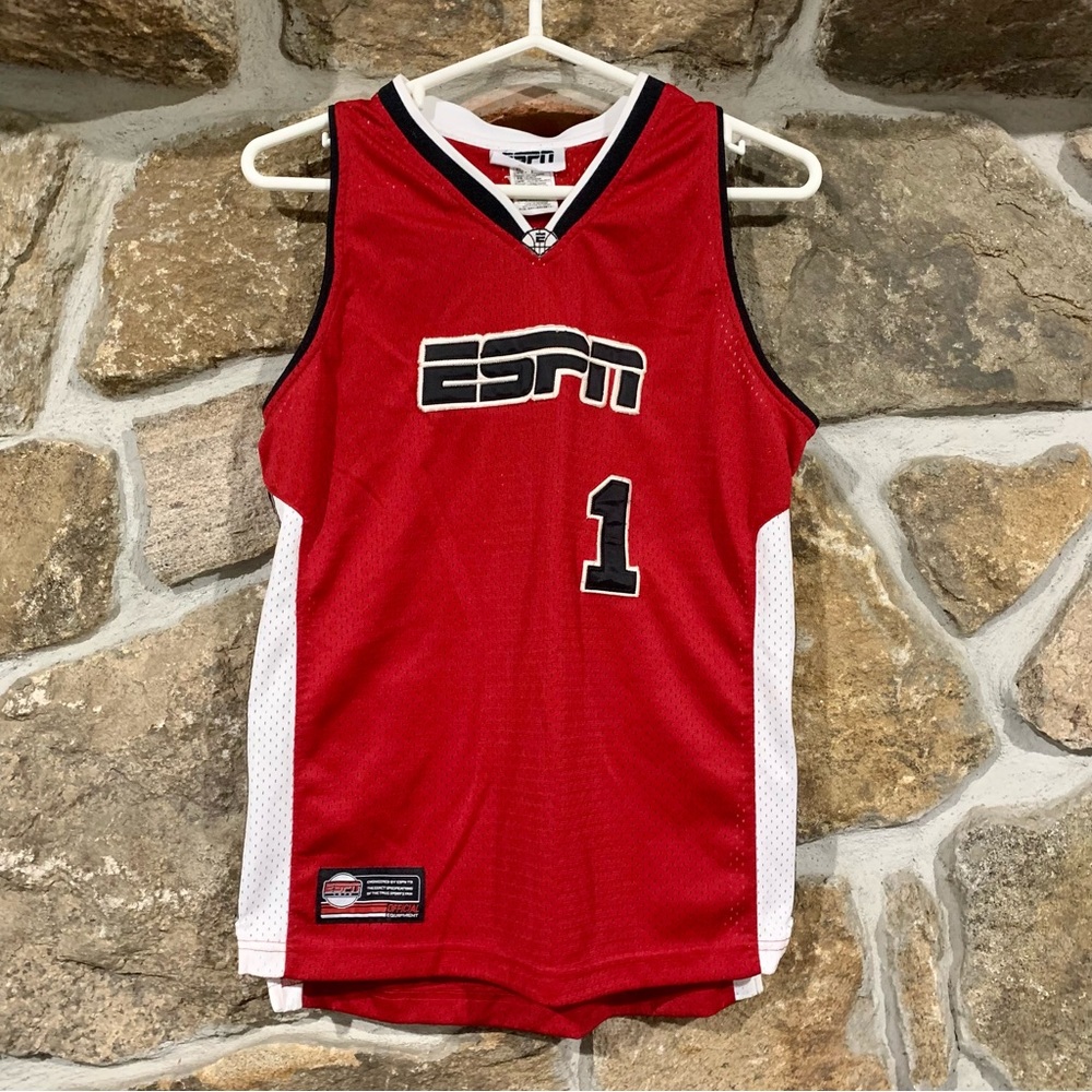 Y2K Early 2000s Red/Black/White ESPN Jersey Tank #1